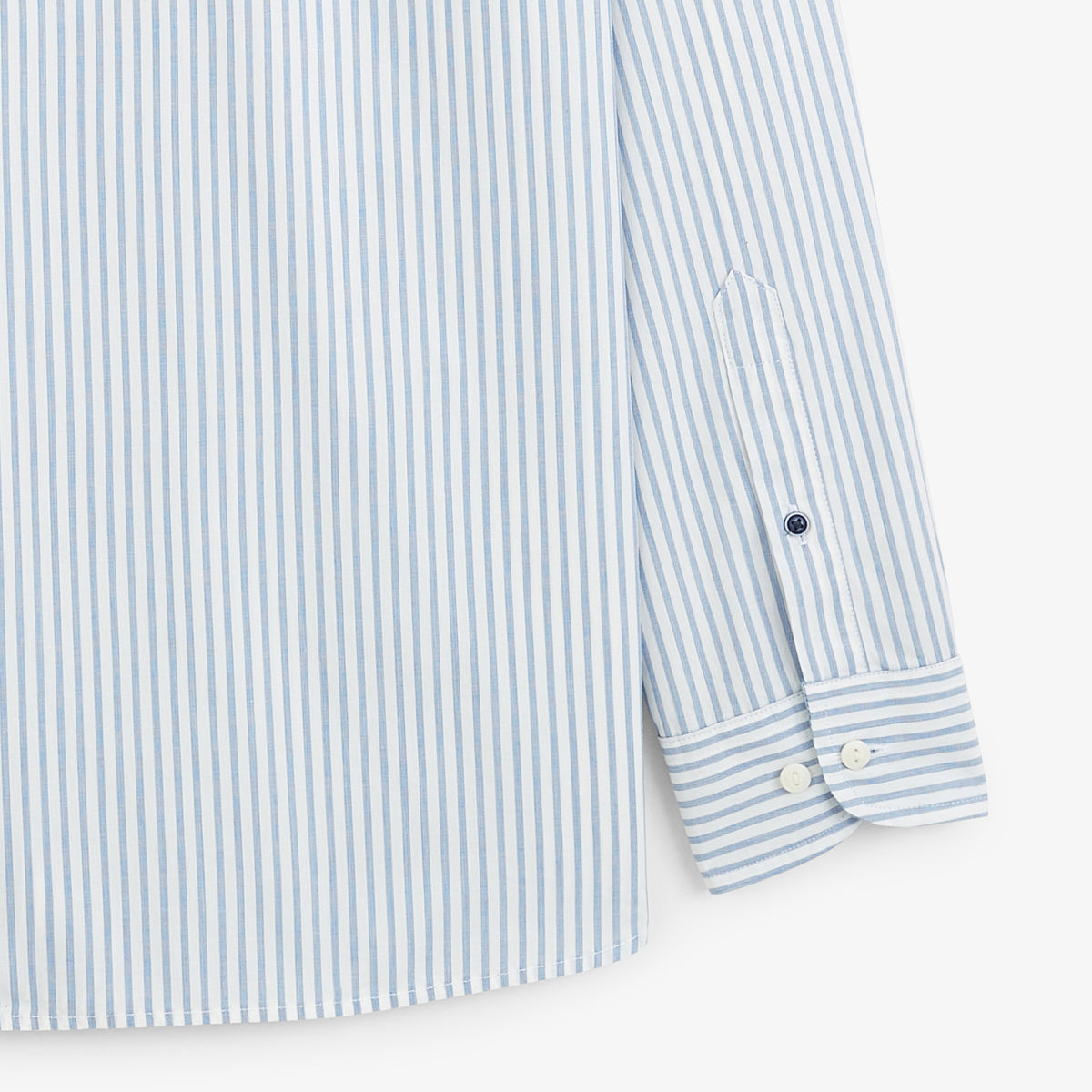 Chemise manches longues rayée en coton bleu