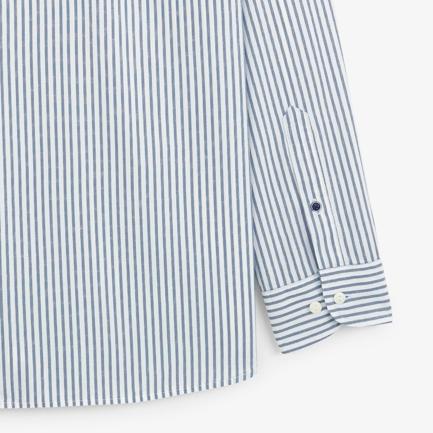 Chemise manches longues rayée en coton bleu