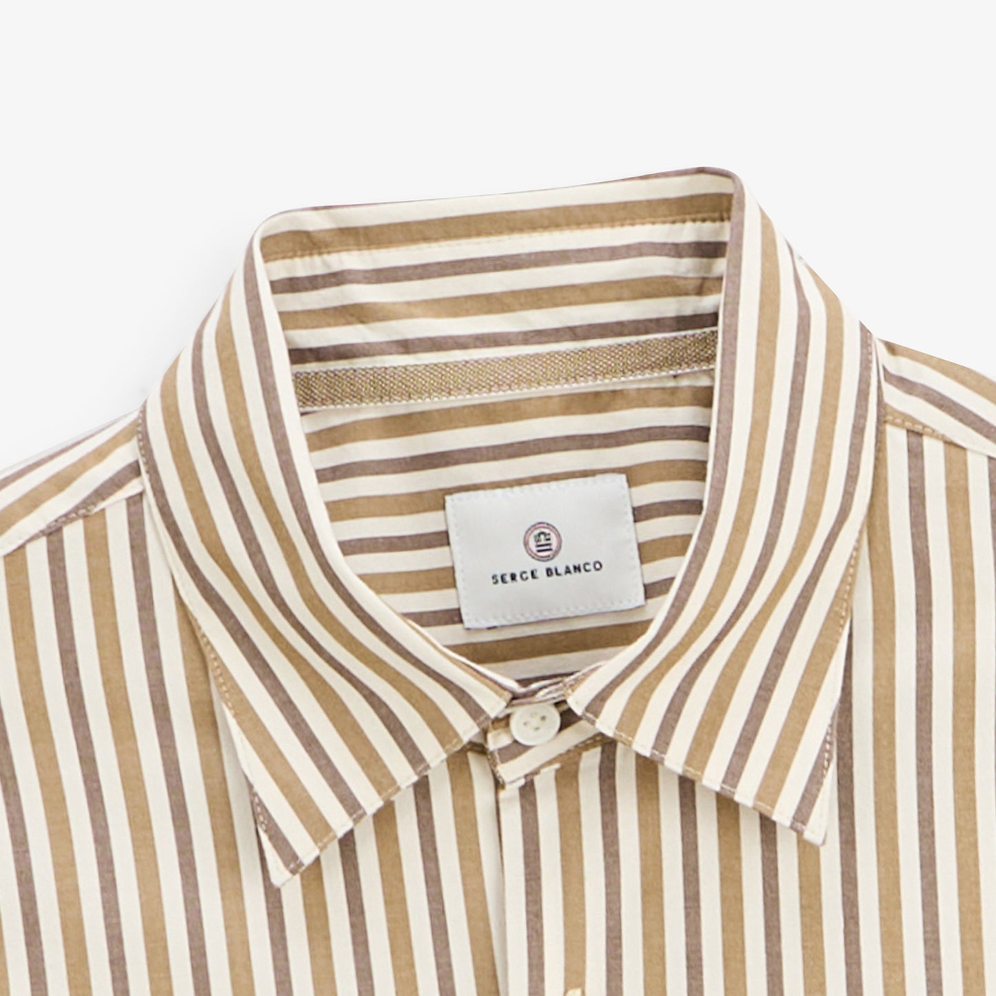 Chemise manches longues coton rayures marron brownie