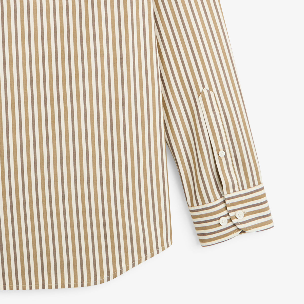 Chemise manches longues coton rayures marron brownie
