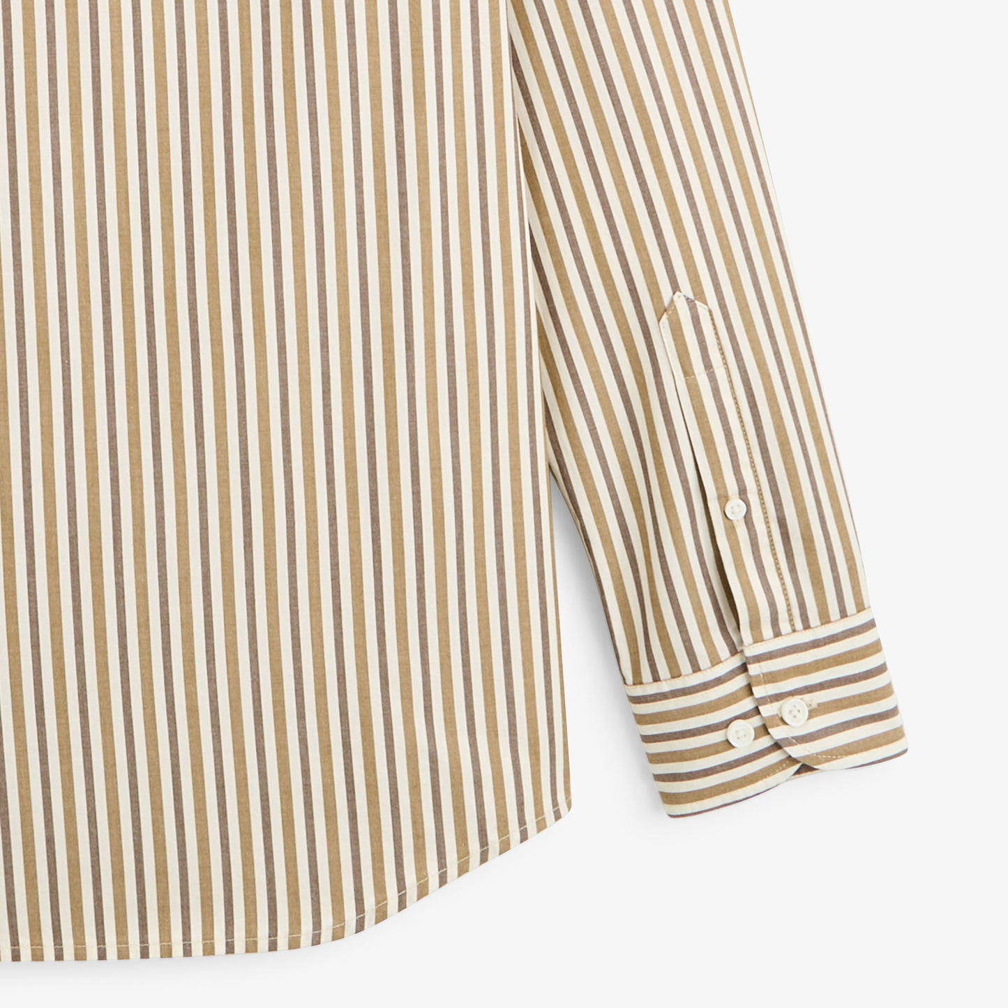 Chemise manches longues coton rayures marron brownie