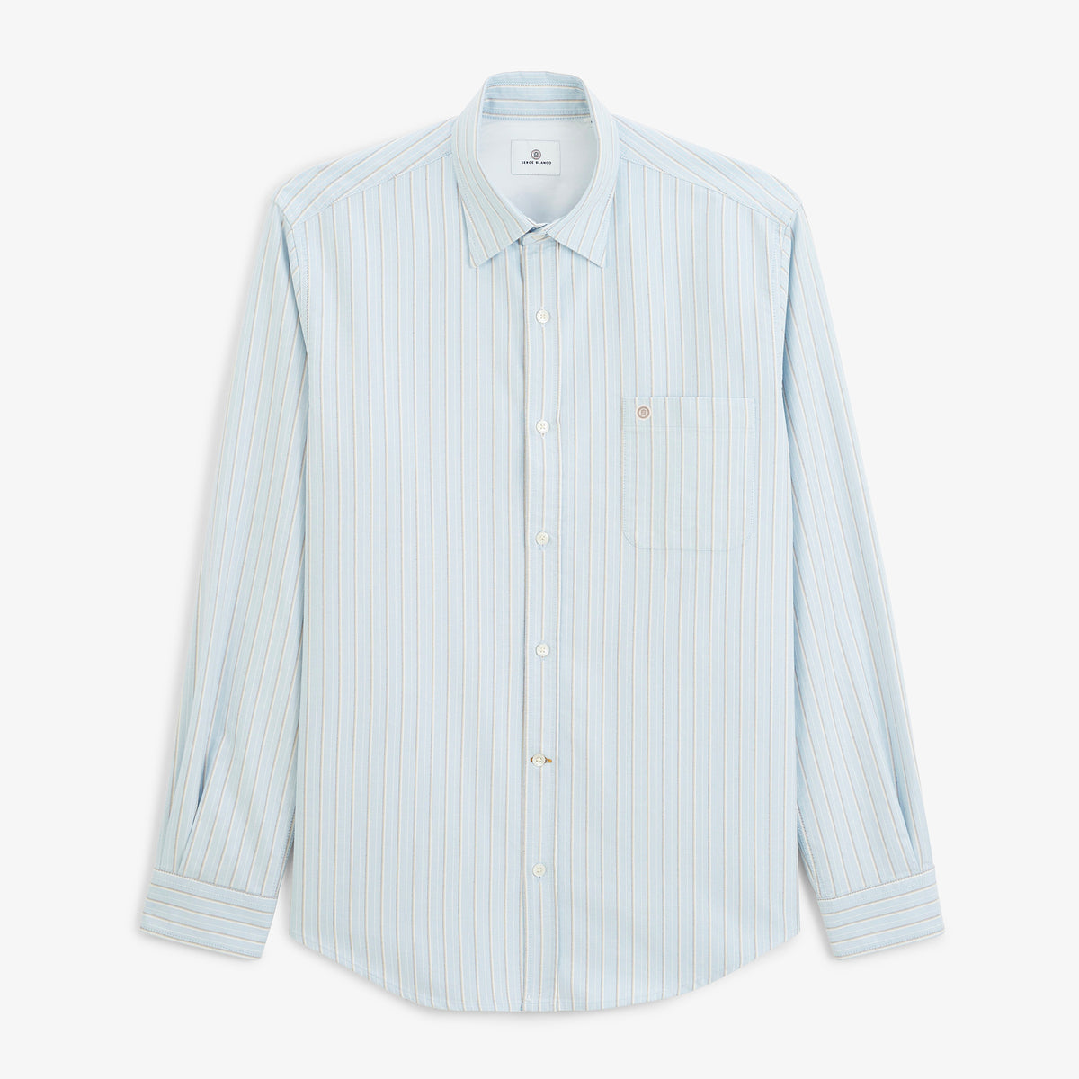 Chemise manches longues Oxford rayures bleu ciel