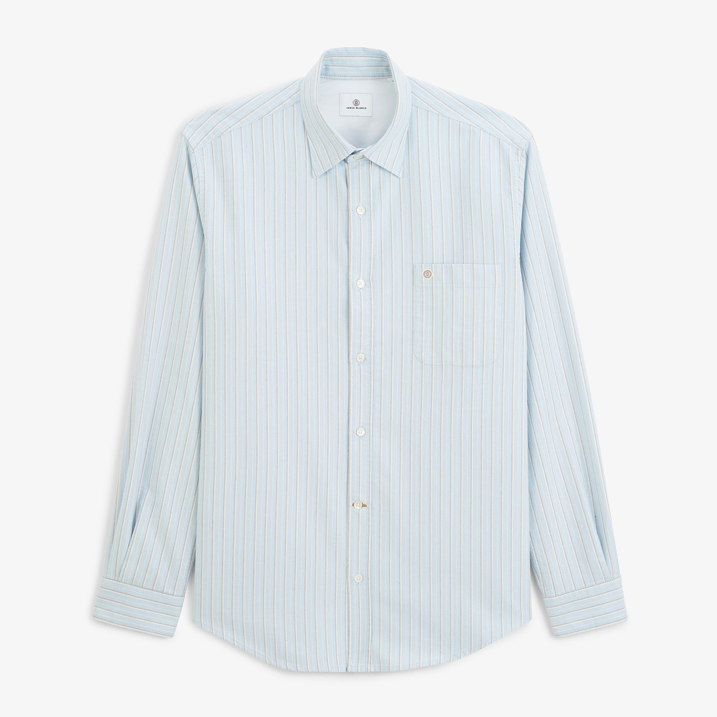 Chemise manches longues Oxford rayures bleu ciel