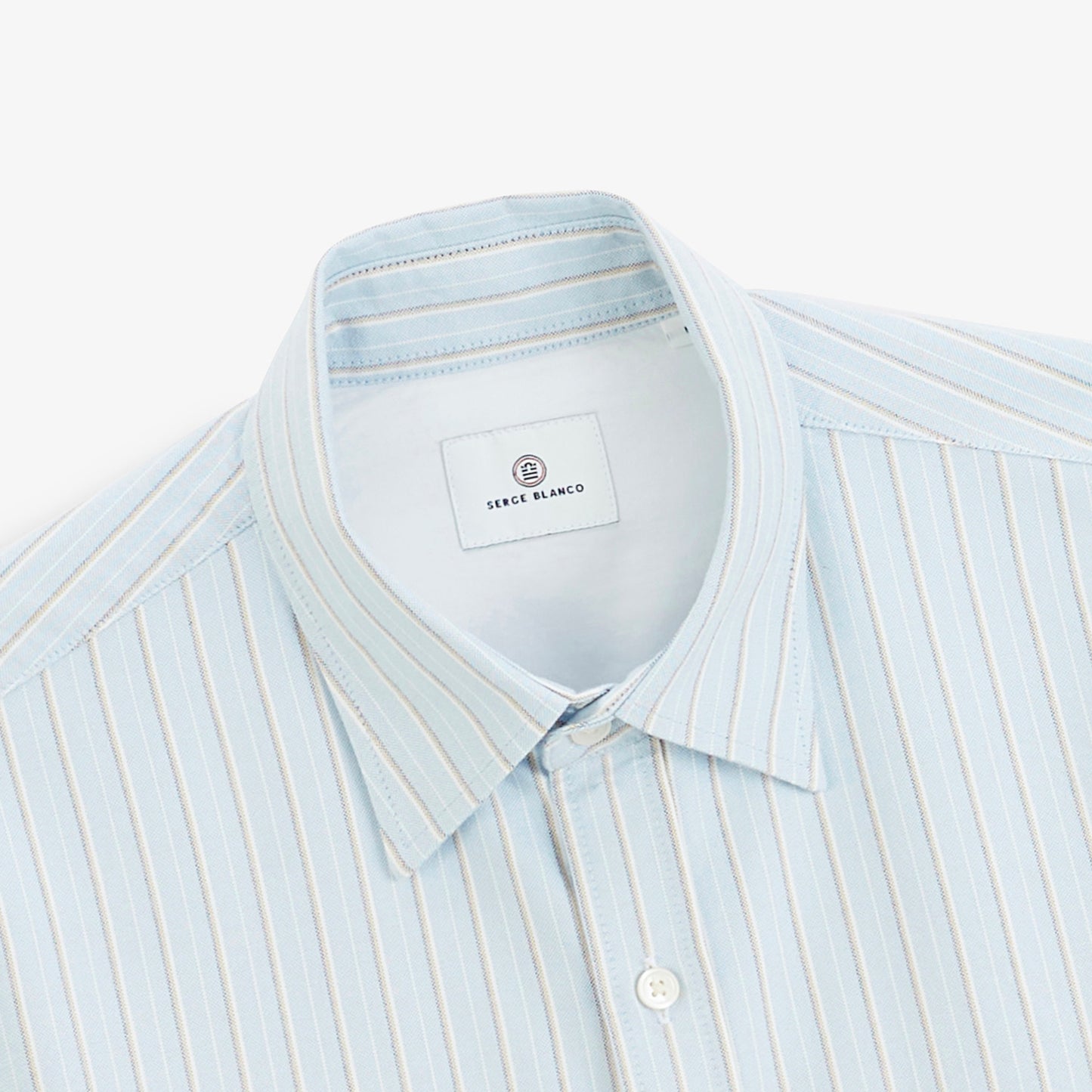 Chemise manches longues Oxford rayures bleu ciel