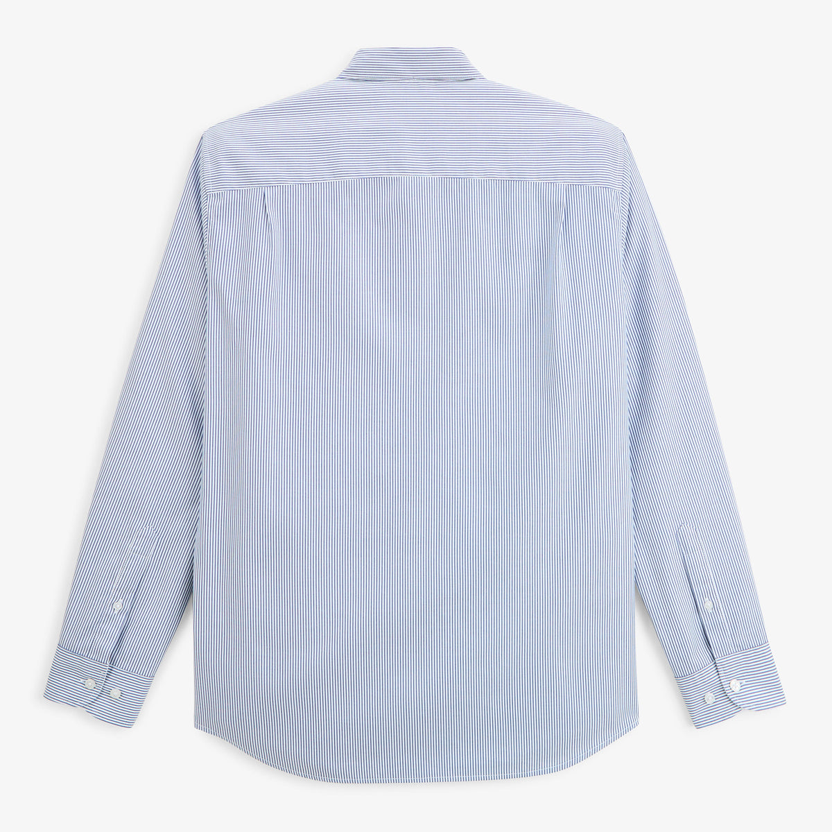 Chemise manches longues coton fines rayures bleu SBPLAY