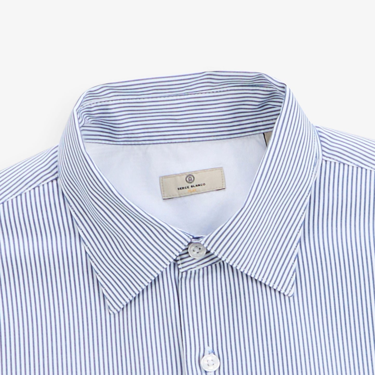 Chemise manches longues coton fines rayures bleu SBPLAY