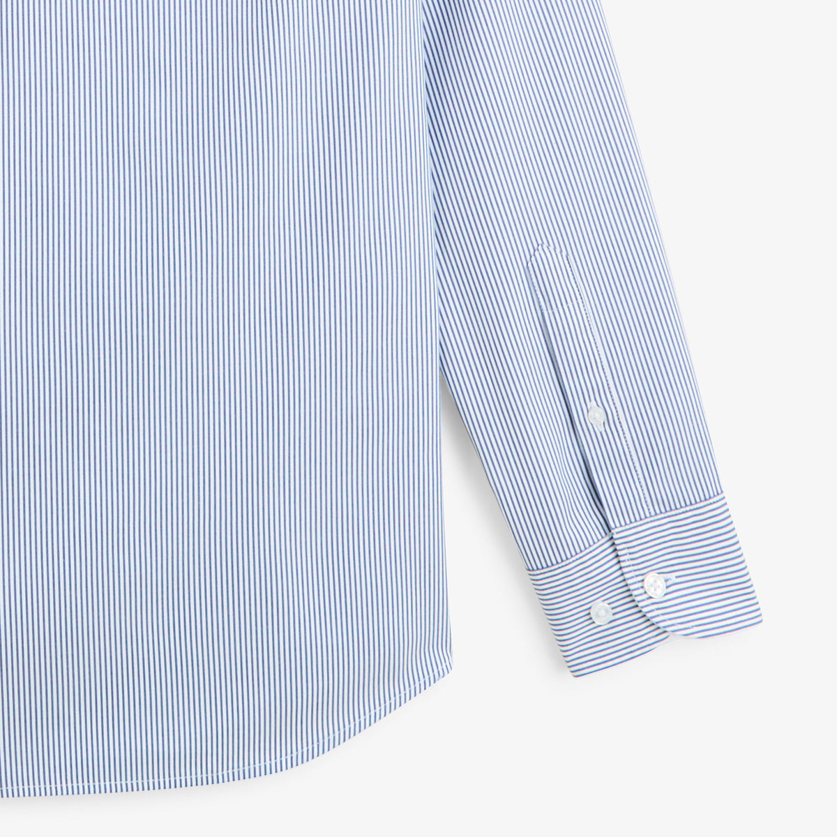 Chemise manches longues coton fines rayures bleu SBPLAY