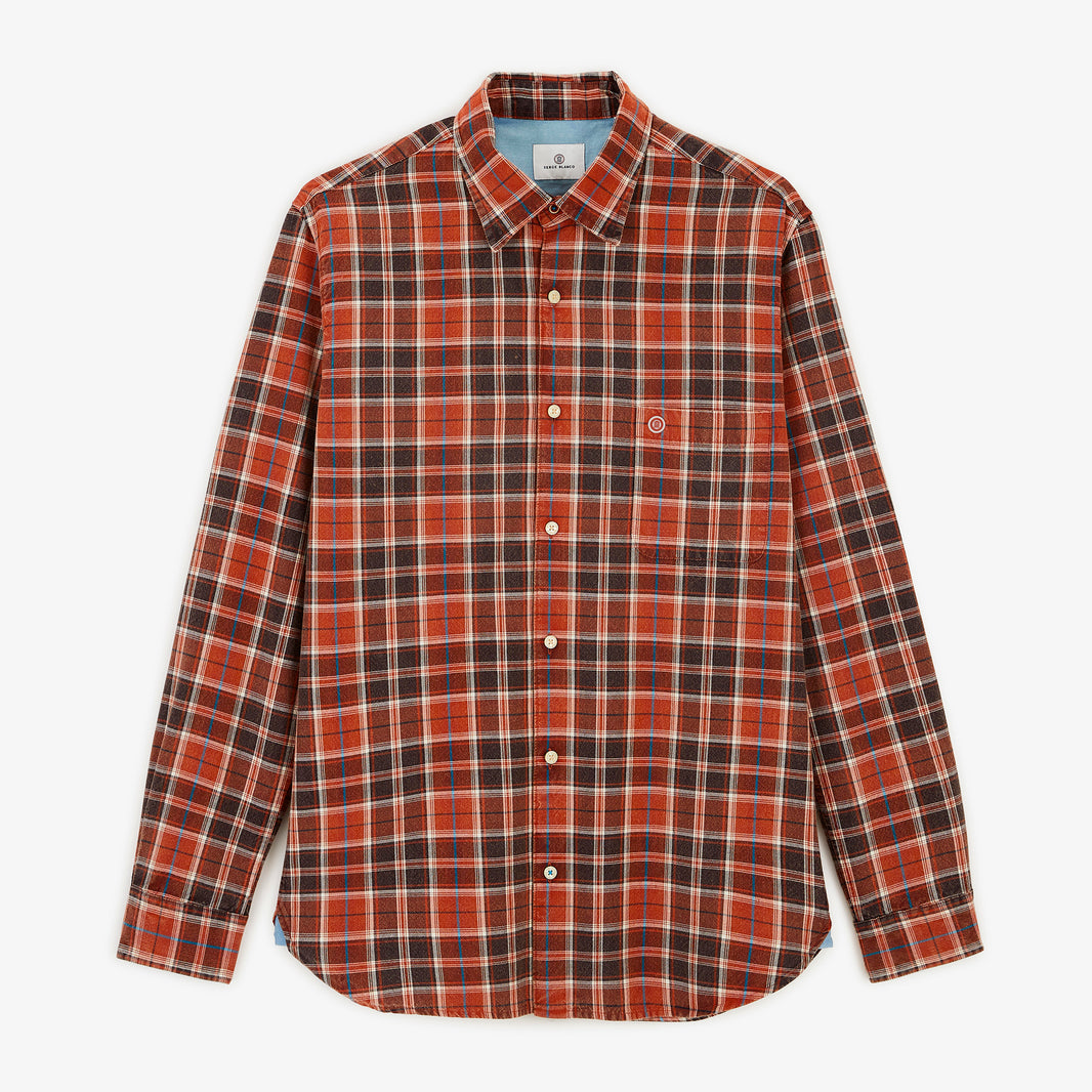 Chemise manches longues coton carreaux rouge medoc