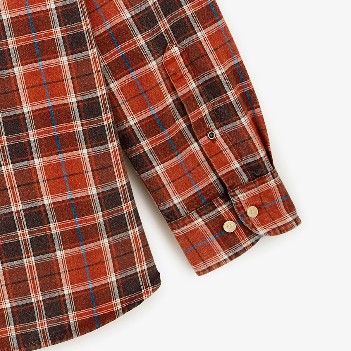 Chemise manches longues coton carreaux rouge medoc