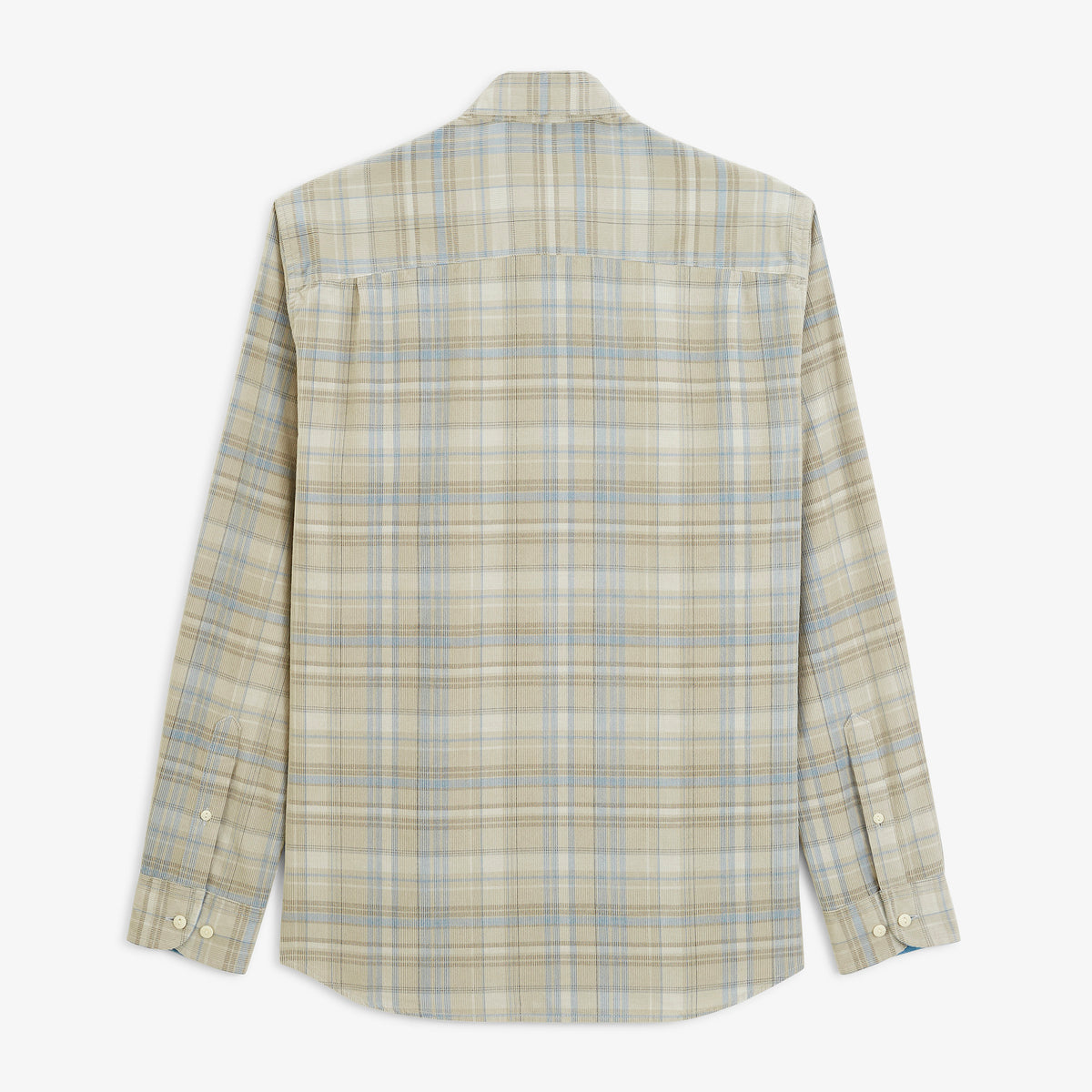Chemise manches longues velours côtelé carreaux gris plume