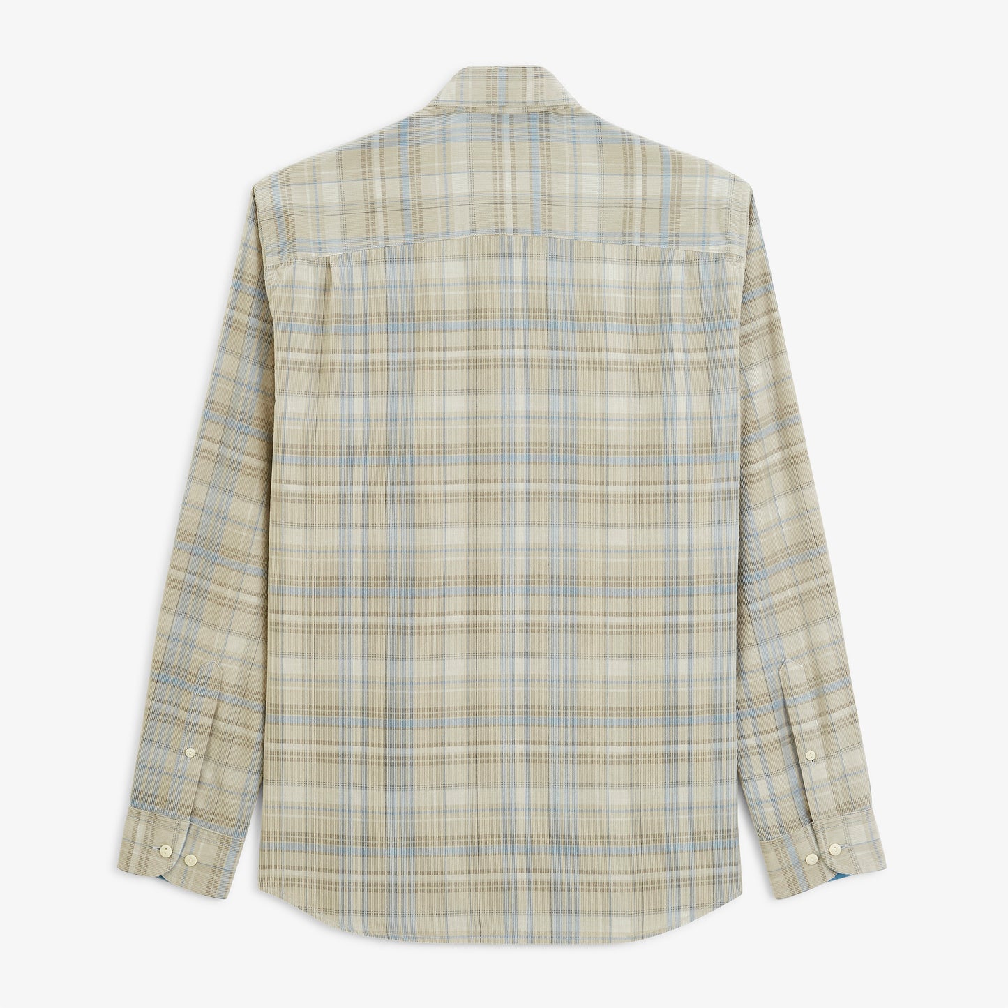 Chemise manches longues velours côtelé carreaux gris plume
