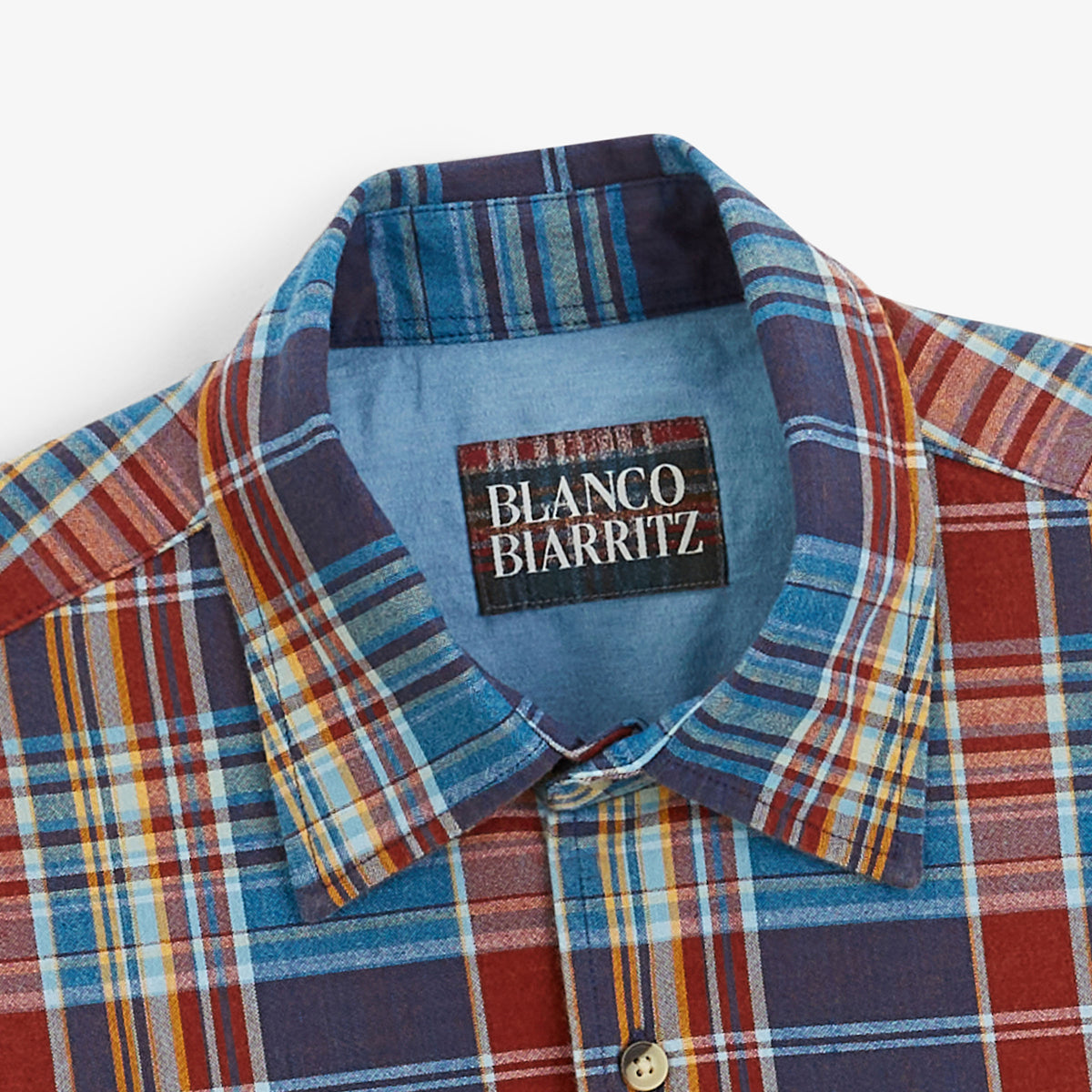 Chemise manches longues coton carreaux BLANCO BIARRITZ bleu lupin