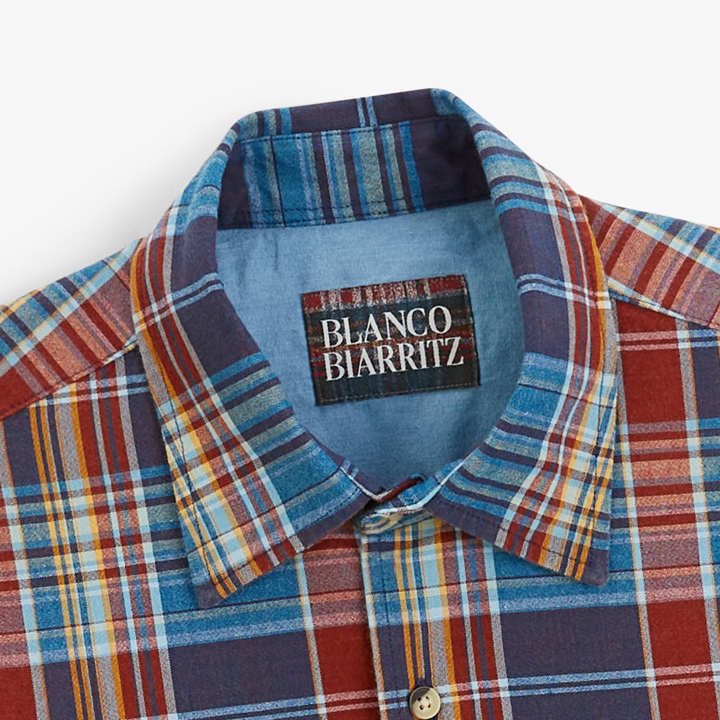 Chemise manches longues coton carreaux BLANCO BIARRITZ bleu lupin
