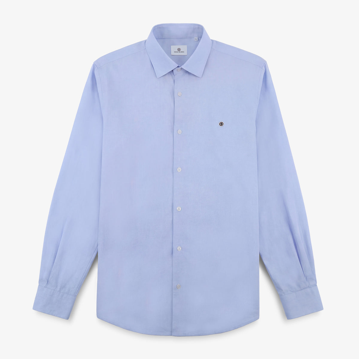 Langärmliges Hemd aus Baumwolle mit Sidogras-Faden in Himmelblau