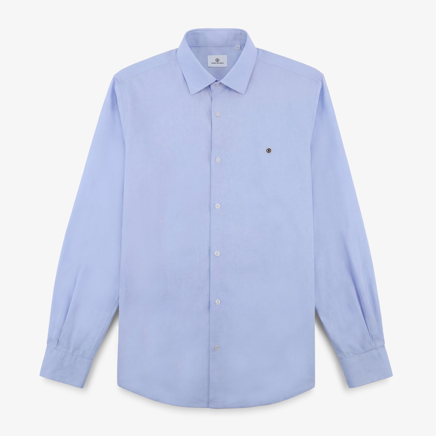 Langärmliges Hemd aus Baumwolle mit Sidogras-Faden in Himmelblau
