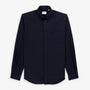 Chemise manches longues en coton bleu marine foncé à poche poitrine