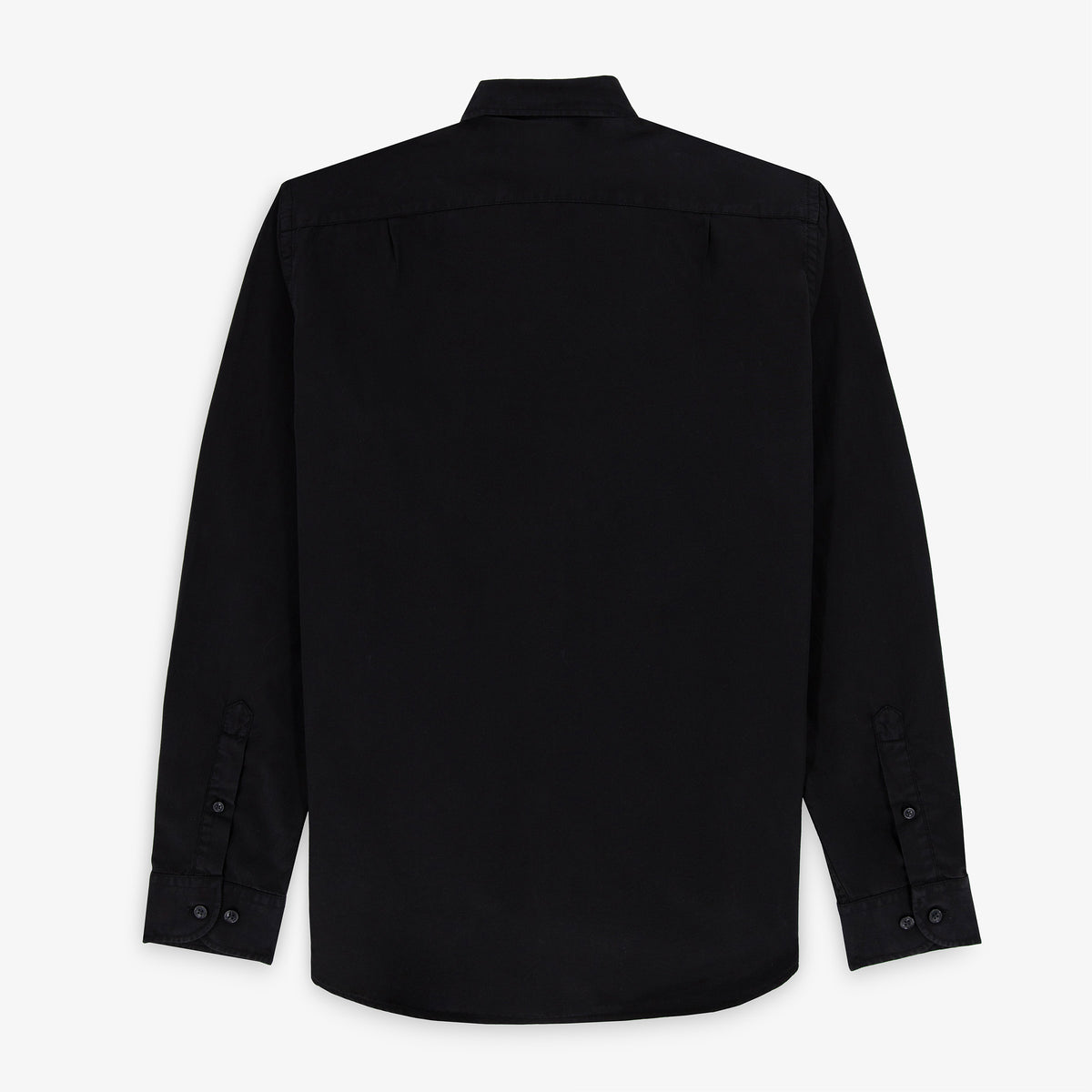 Chemise manches longues en coton noir à poche poitrine