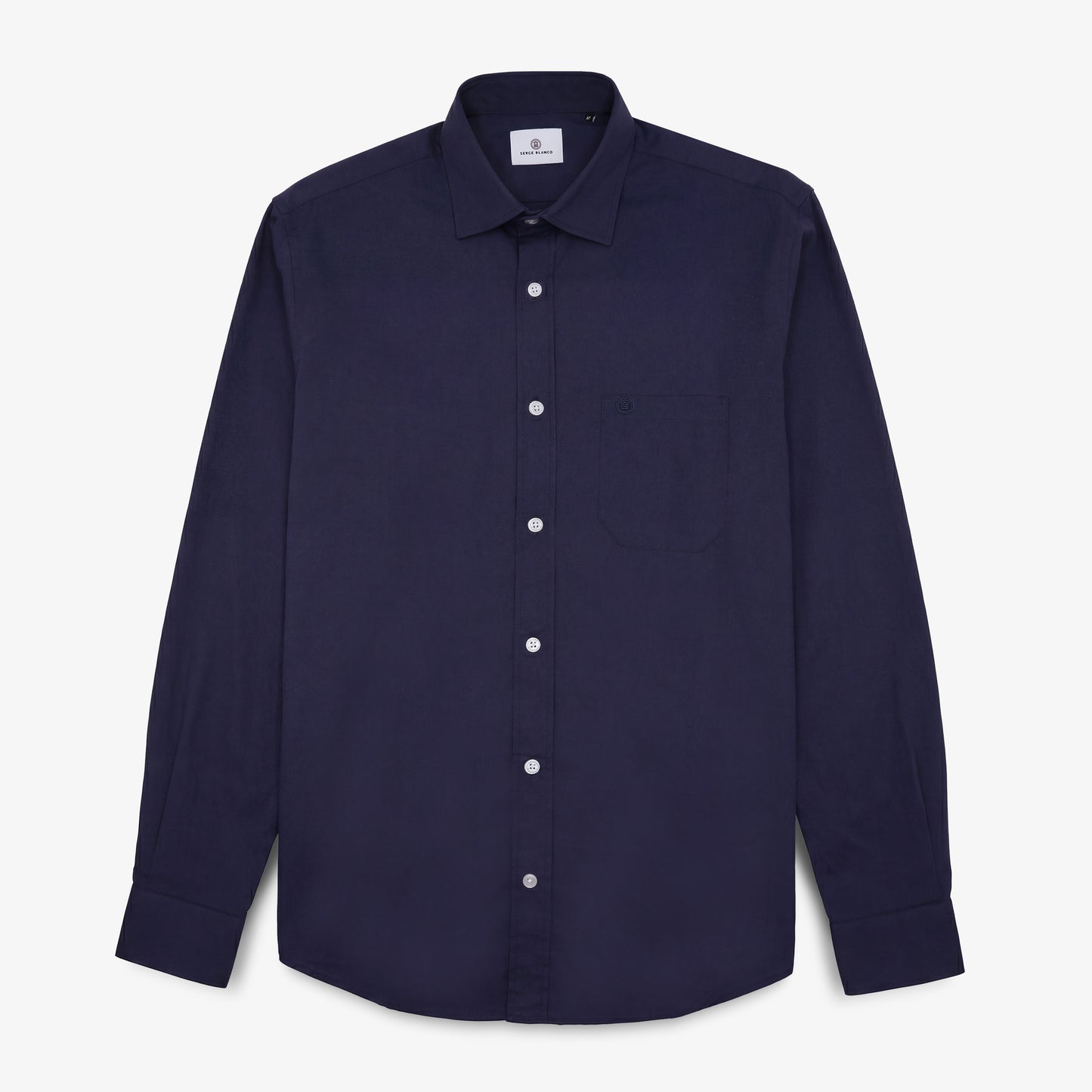 Langärmelige Baumwollhemden mit Brusttasche in Marineblau