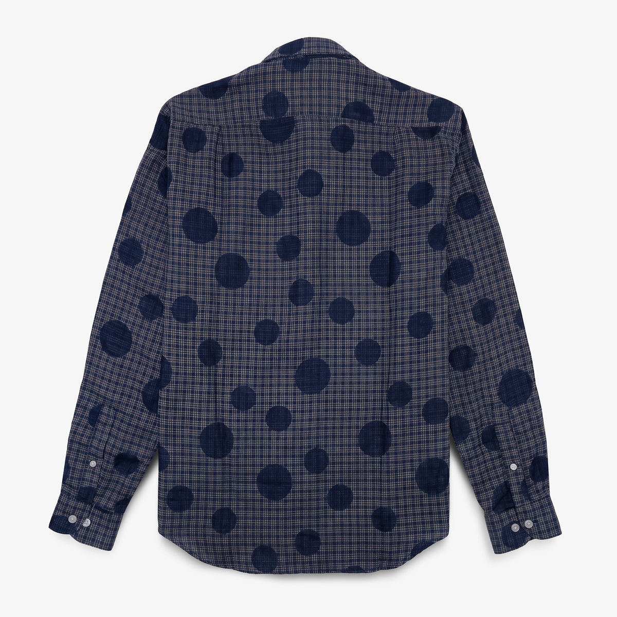 Blaues Langarmhemd mit Karos und Punkten