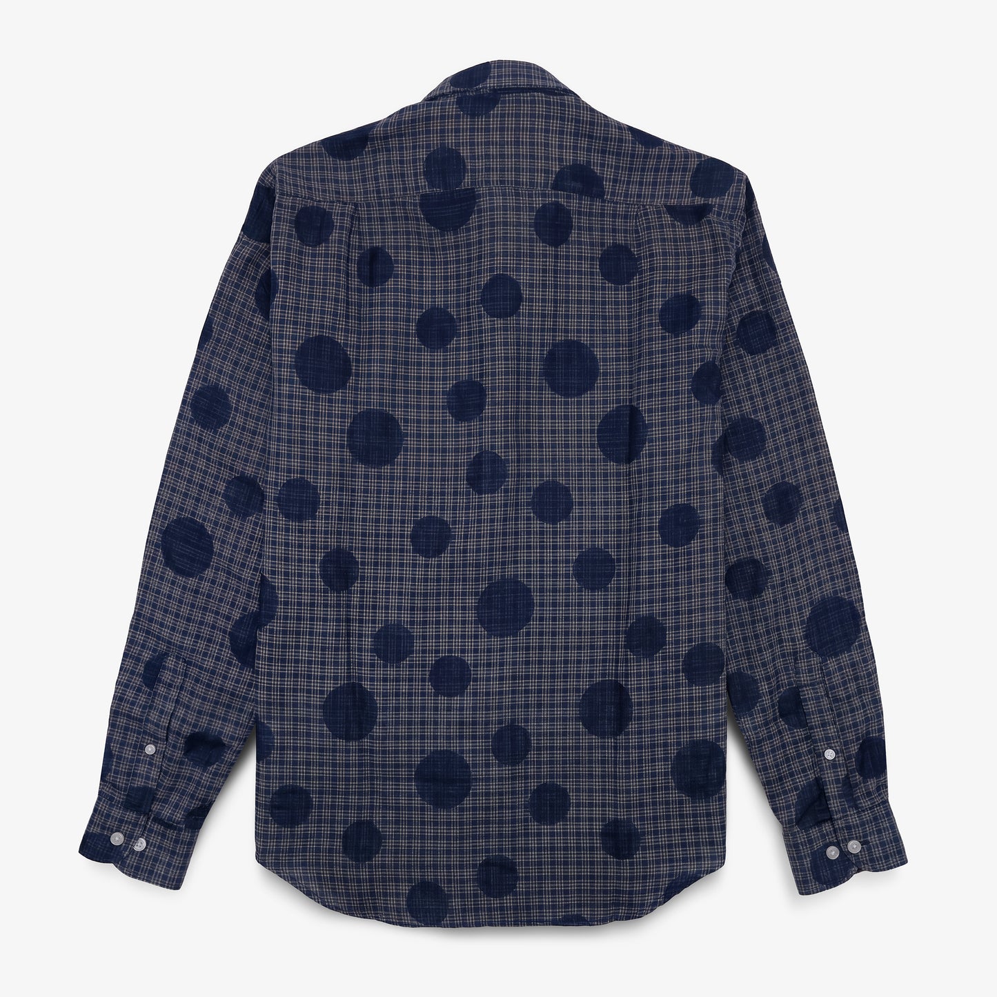 Blaues Langarmhemd mit Karos und Punkten