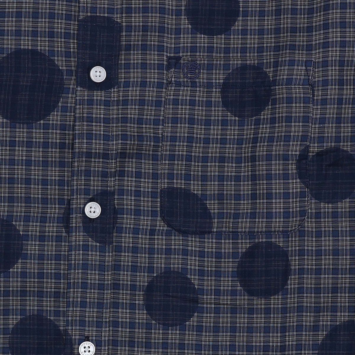 Blaues Langarmhemd mit Karos und Punkten