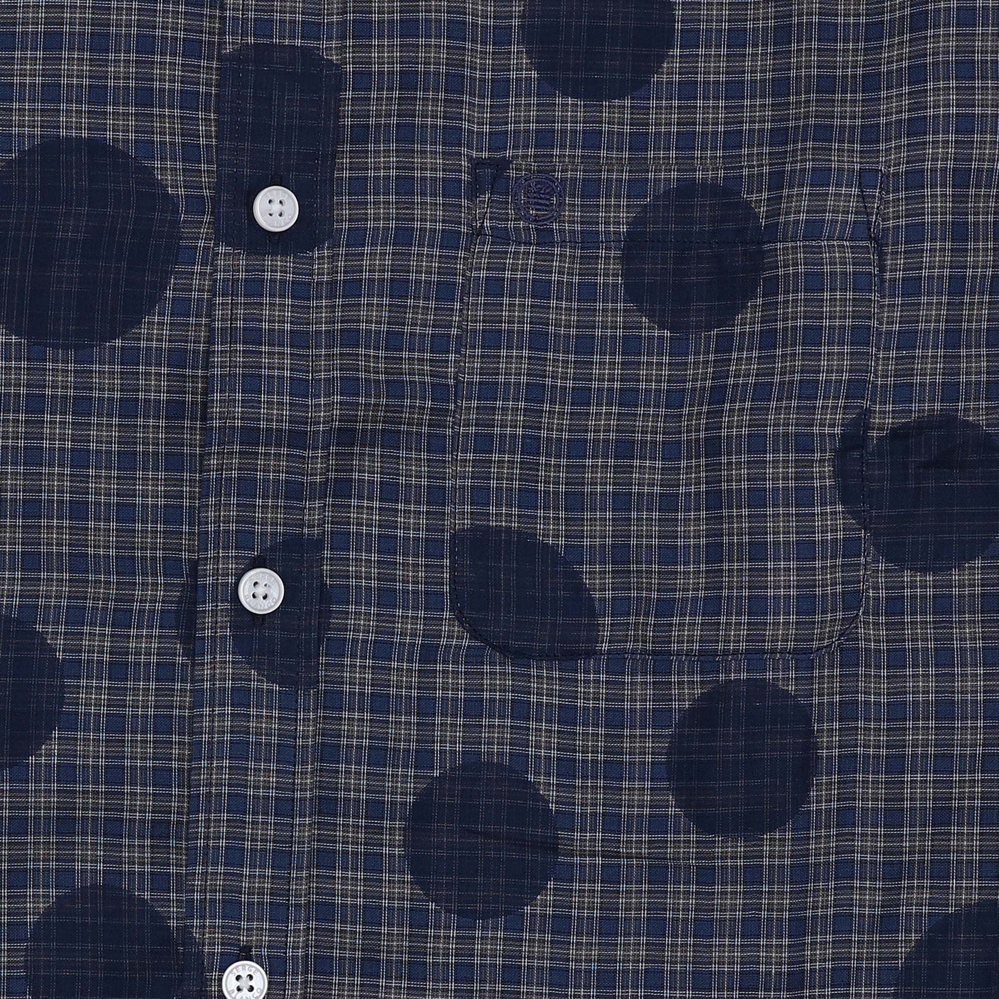 Blaues Langarmhemd mit Karos und Punkten