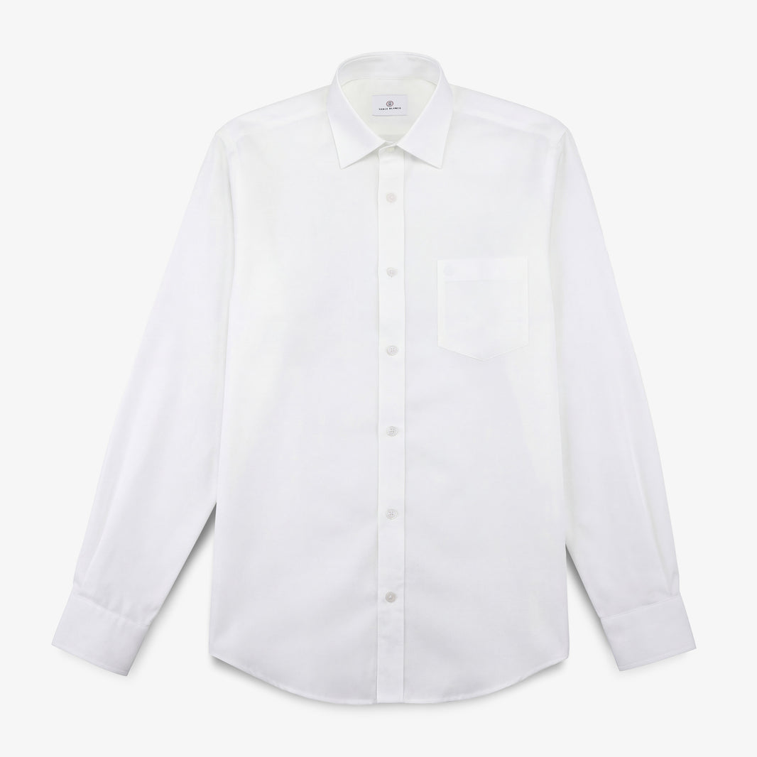White lily long-sleeve cotton shirt with a chest pocket