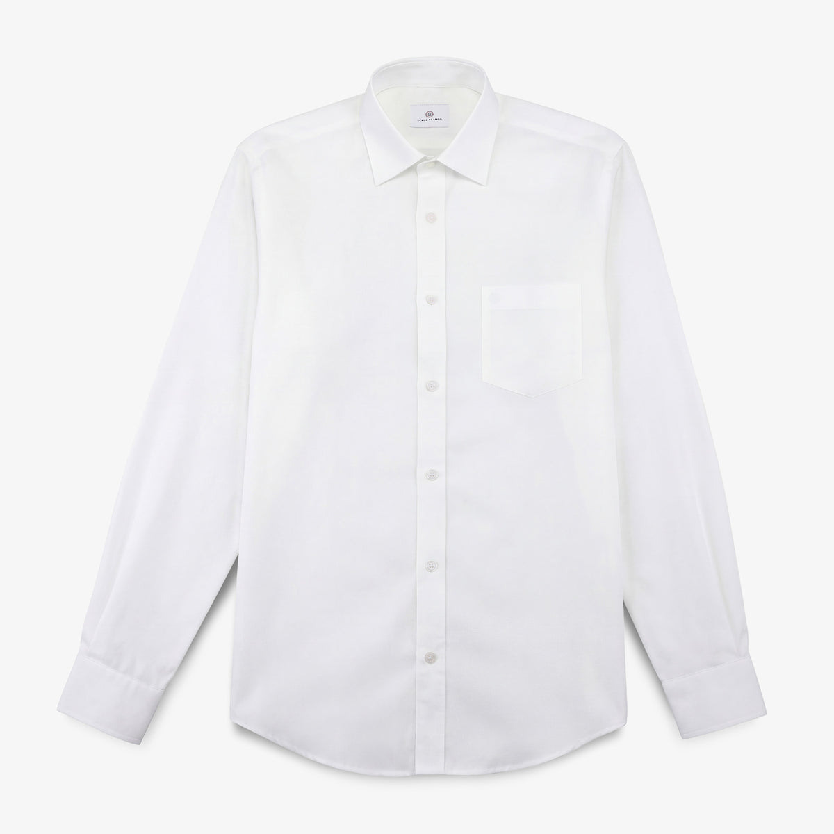 White lily long-sleeve cotton shirt with a chest pocket