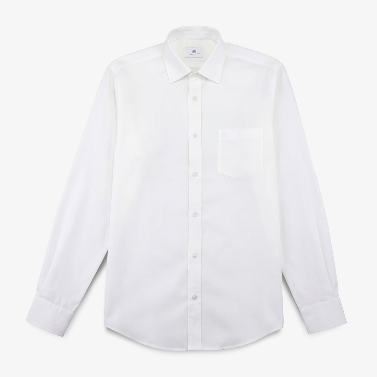 White lily long-sleeve cotton shirt with a chest pocket