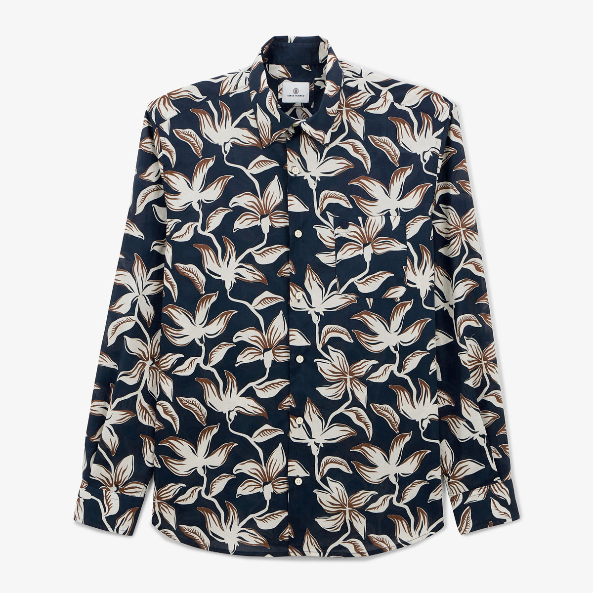 Charles hibiscus dark navy shirt