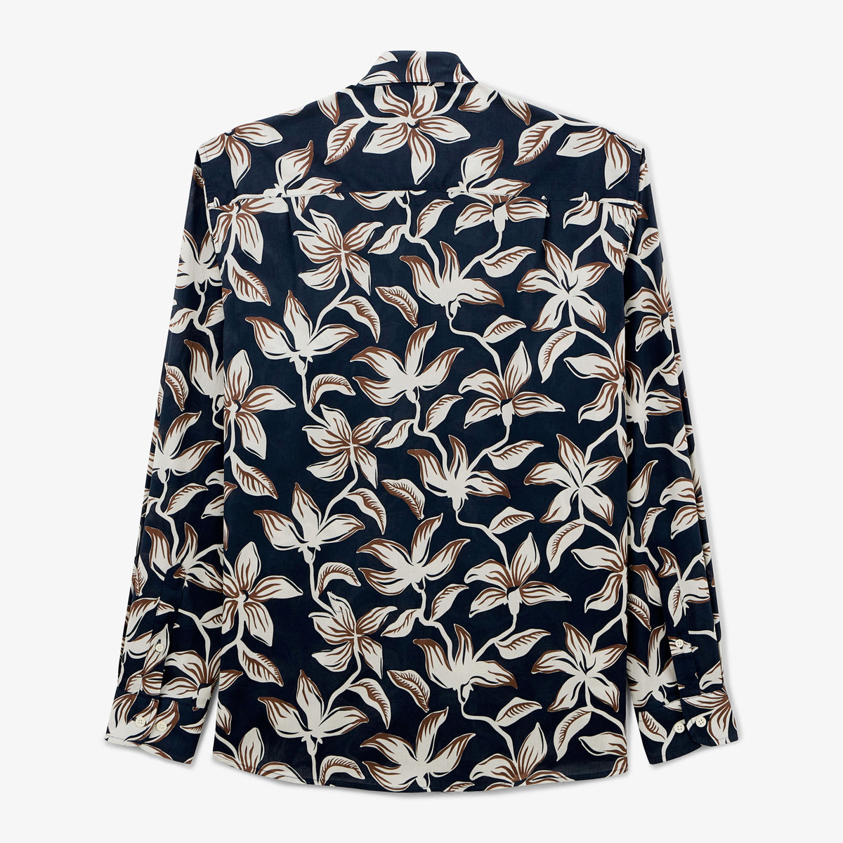 Charles hibiscus dark navy shirt