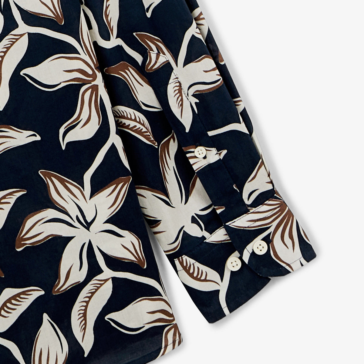 Charles hibiscus dark navy shirt