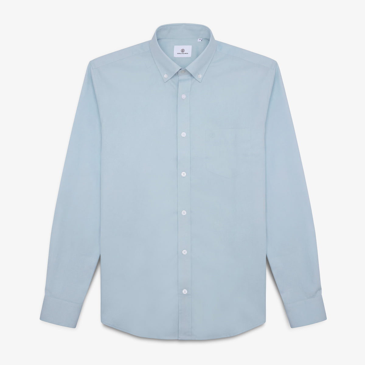 Langärmliges Baumwollhemd mit Brusttasche in Hellblau