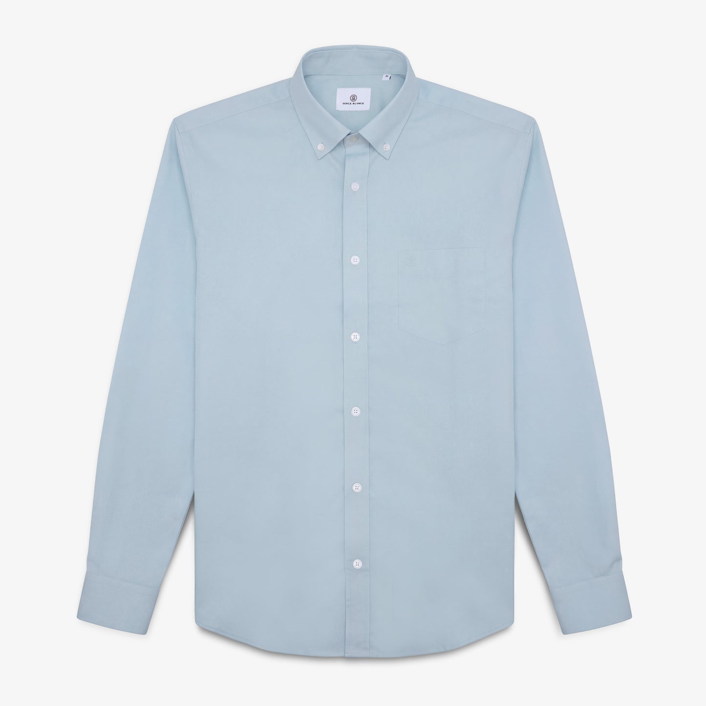 Langärmliges Baumwollhemd mit Brusttasche in Hellblau