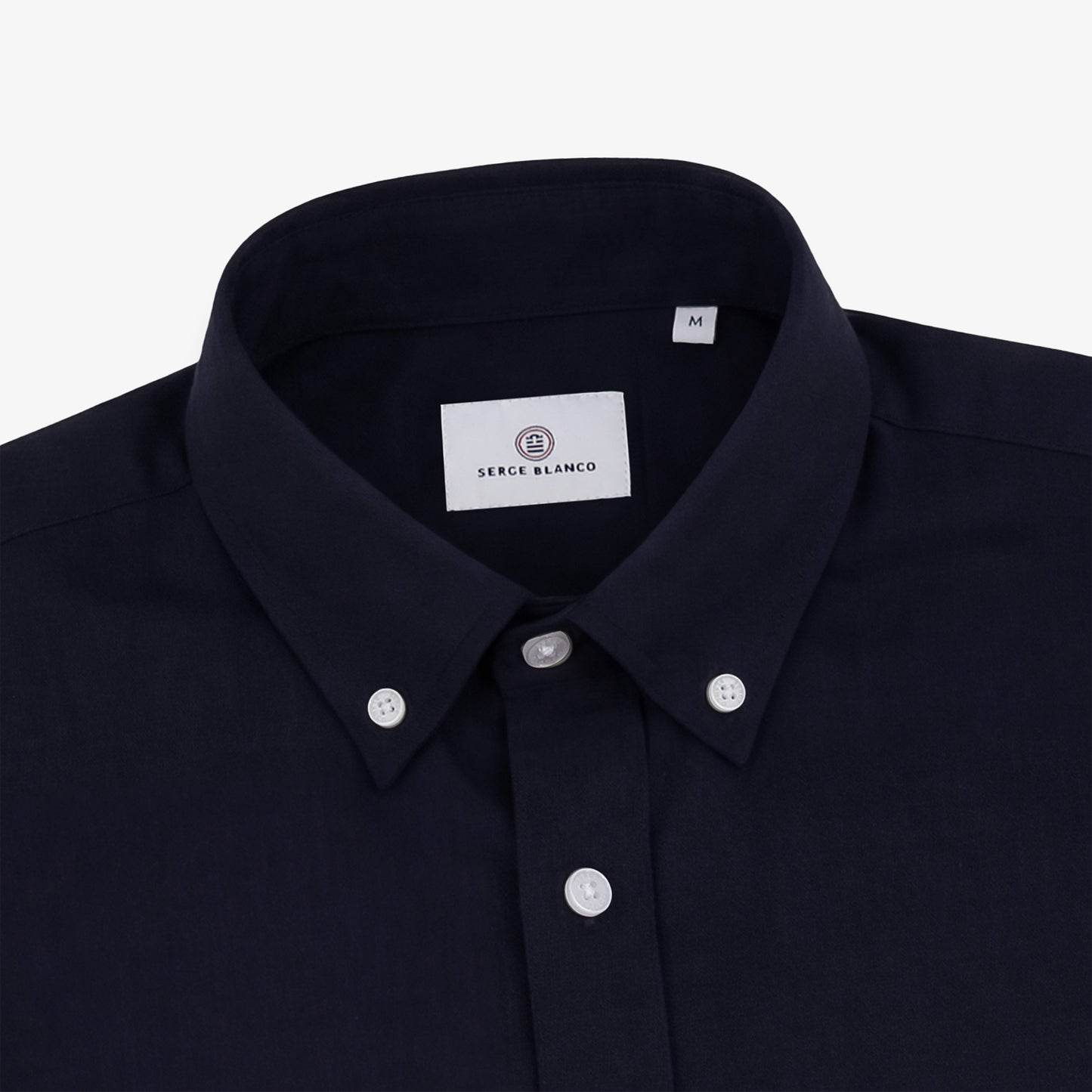 Indigo blue long-sleeve cotton shirt with a chest pocket