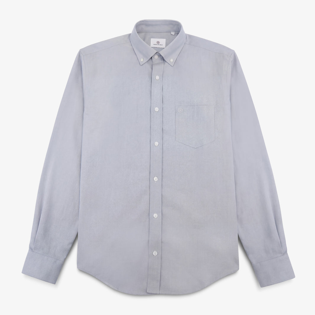 Langärmliges Baumwollhemd mit grauer Brusttasche in Rautenform