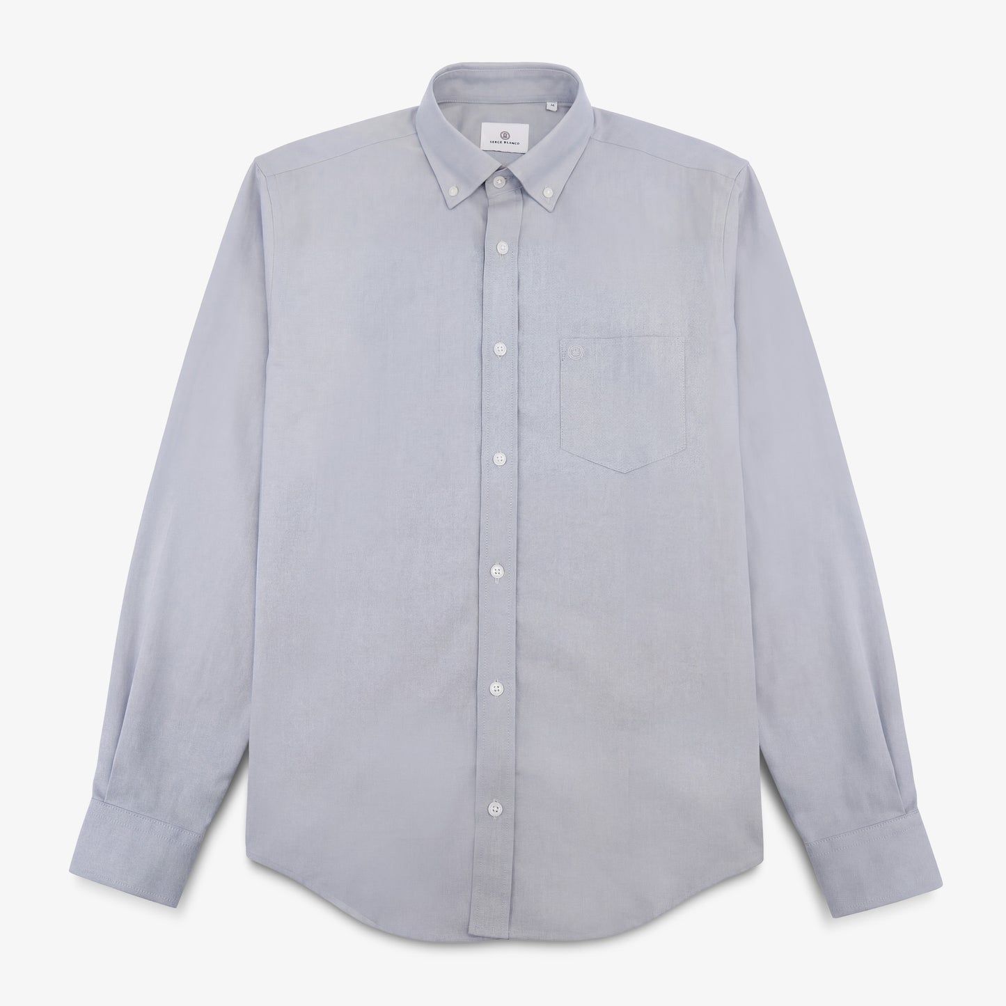 Langärmliges Baumwollhemd mit grauer Brusttasche in Rautenform