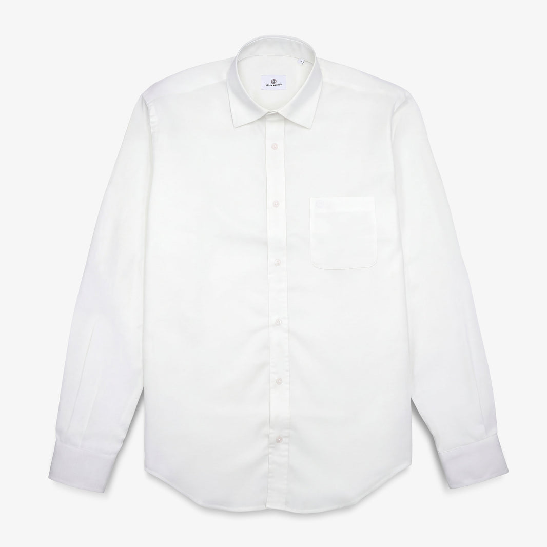 Langärmliges Baumwollhemd mit weißer Brusttasche