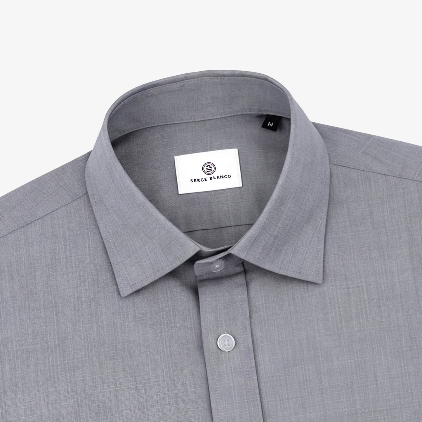 Chemise grise à manches longues en coton avec poche poitrine