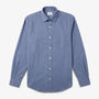 Camisa azul de algodón de manga larga con bolsillo en el pecho