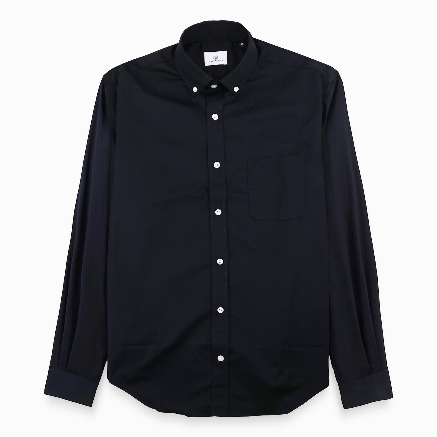 Camicia a maniche lunghe in cotone con taschino rotondo