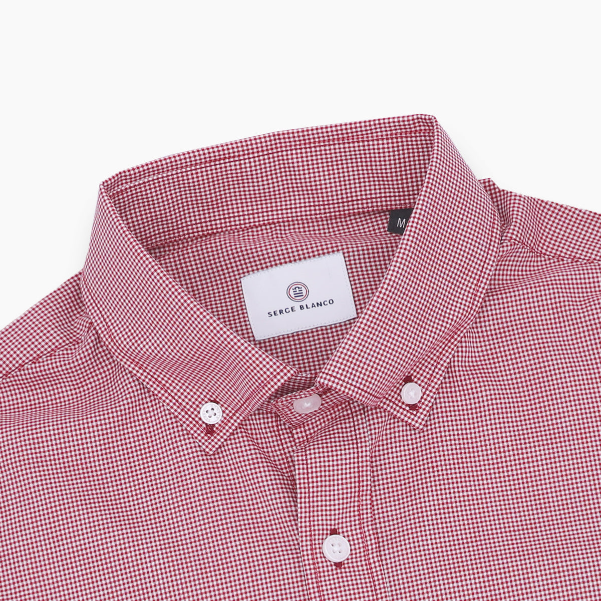 Chemise manches longues en coton à carreaux vichy blancs et rouges