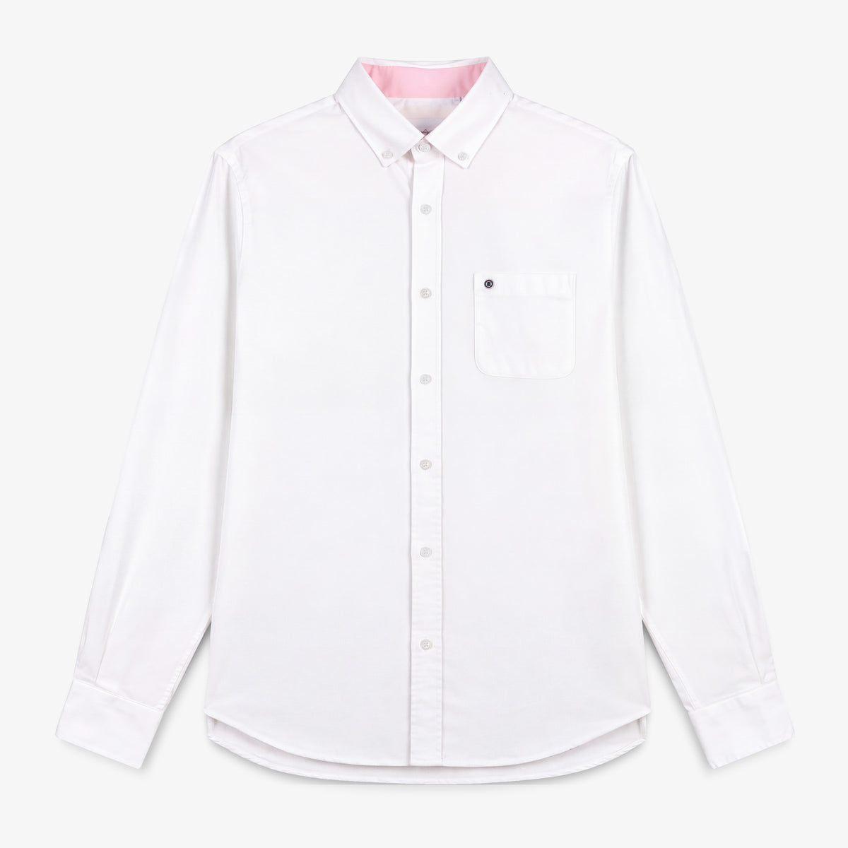 Chemise manches longues en coton oxford avec poche poitrine blanche