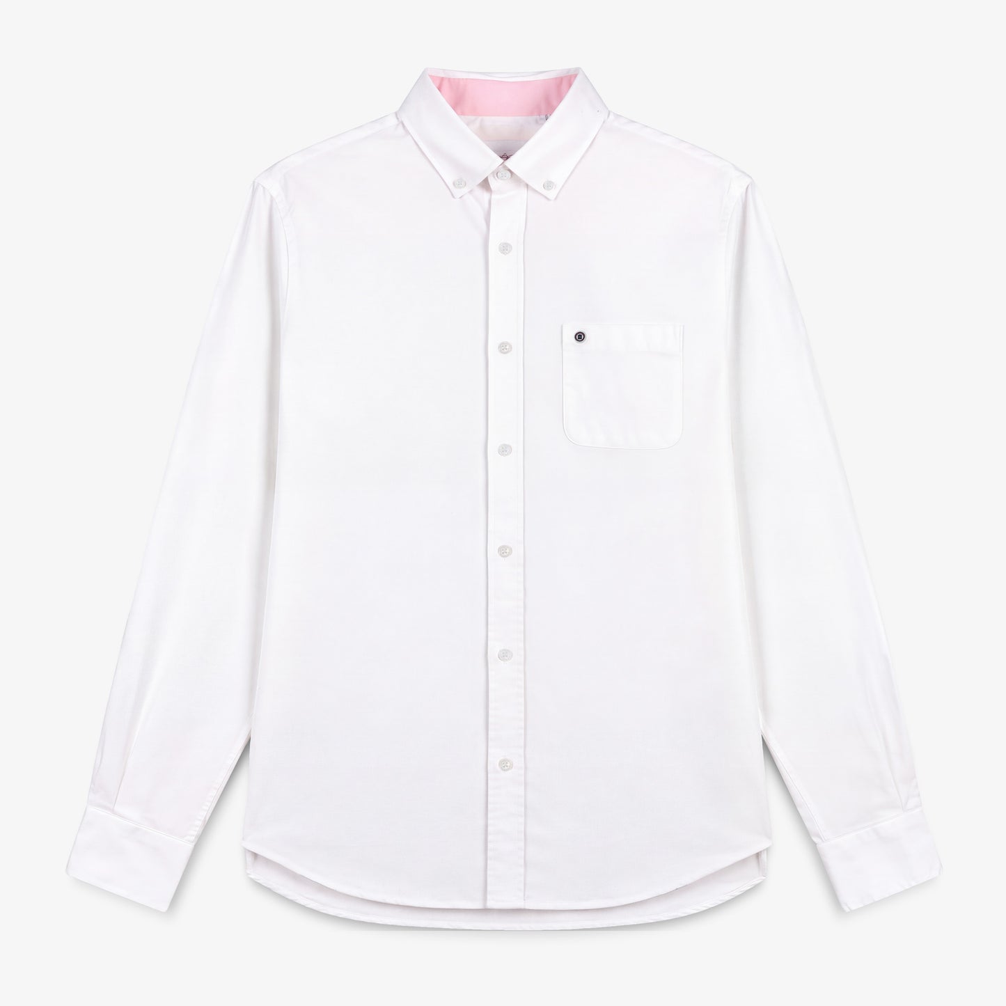 Chemise manches longues en coton oxford avec poche poitrine blanche