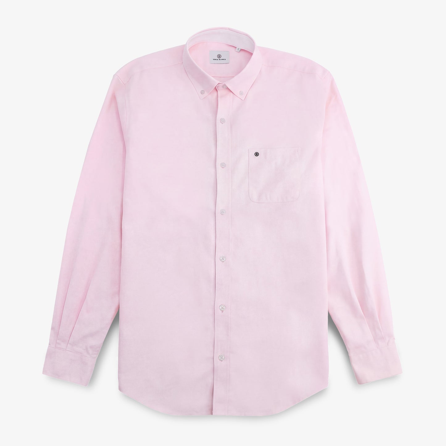Camicia a maniche lunghe in cotone oxford con taschino rosa