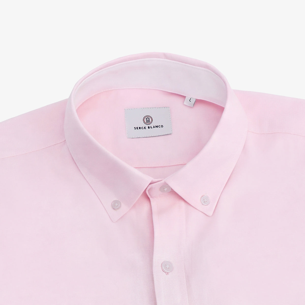 Camicia a maniche lunghe in cotone oxford con taschino rosa