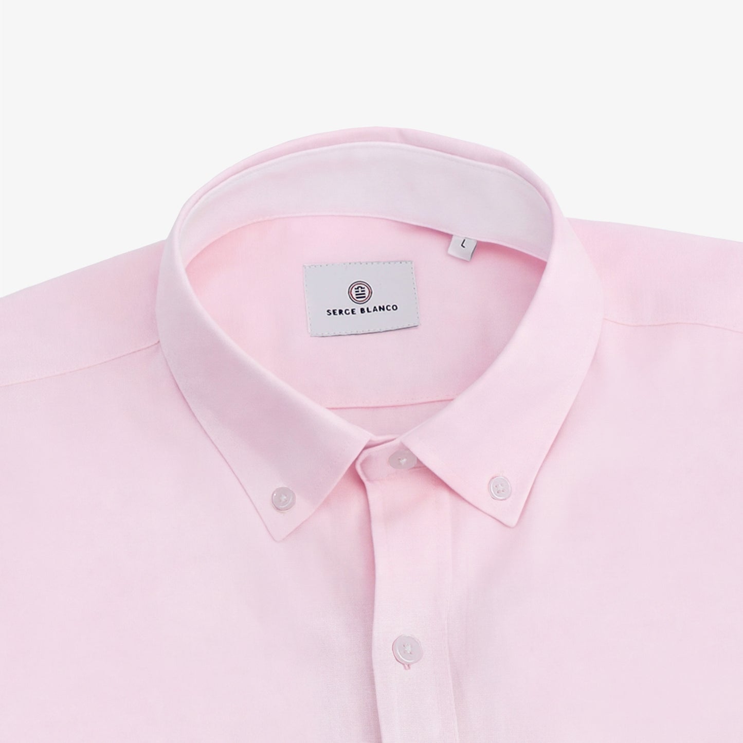 Camicia a maniche lunghe in cotone oxford con taschino rosa