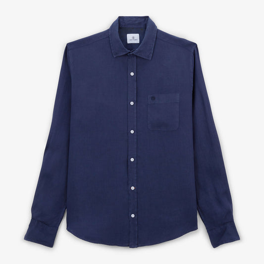 Chemise Charles en lin bleu nuit