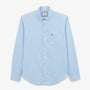 Chemise manches longues en coton oxford bleu ciel avec ganse tricolore