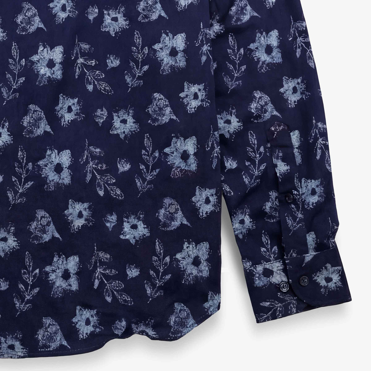 Charles-Hemden mit langen Ärmeln aus dunkelblauer Baumwolle